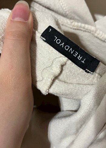 Beyaz Kapüşonlu Crop Salaş Sweatshirt - Görsel 5