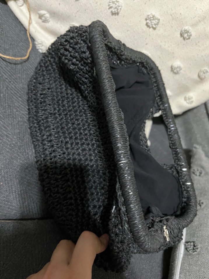 Siyah Örgü Bohem Kadın Çanta - Görsel 2