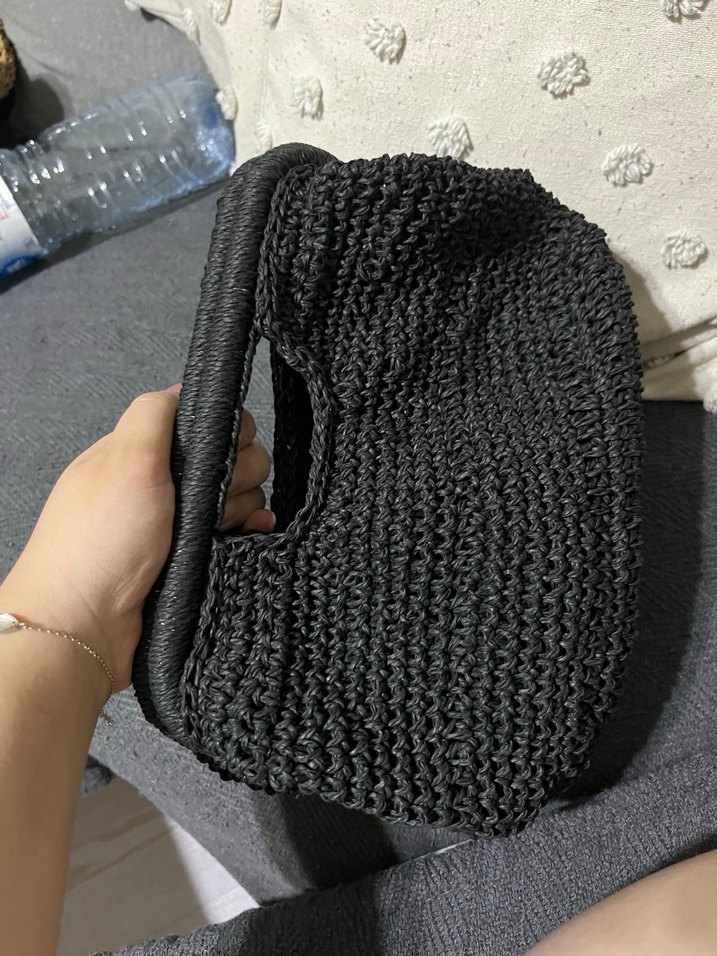 Siyah Örgü Bohem Kadın Çanta - Görsel 3