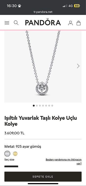 Pandora gümüş kolye