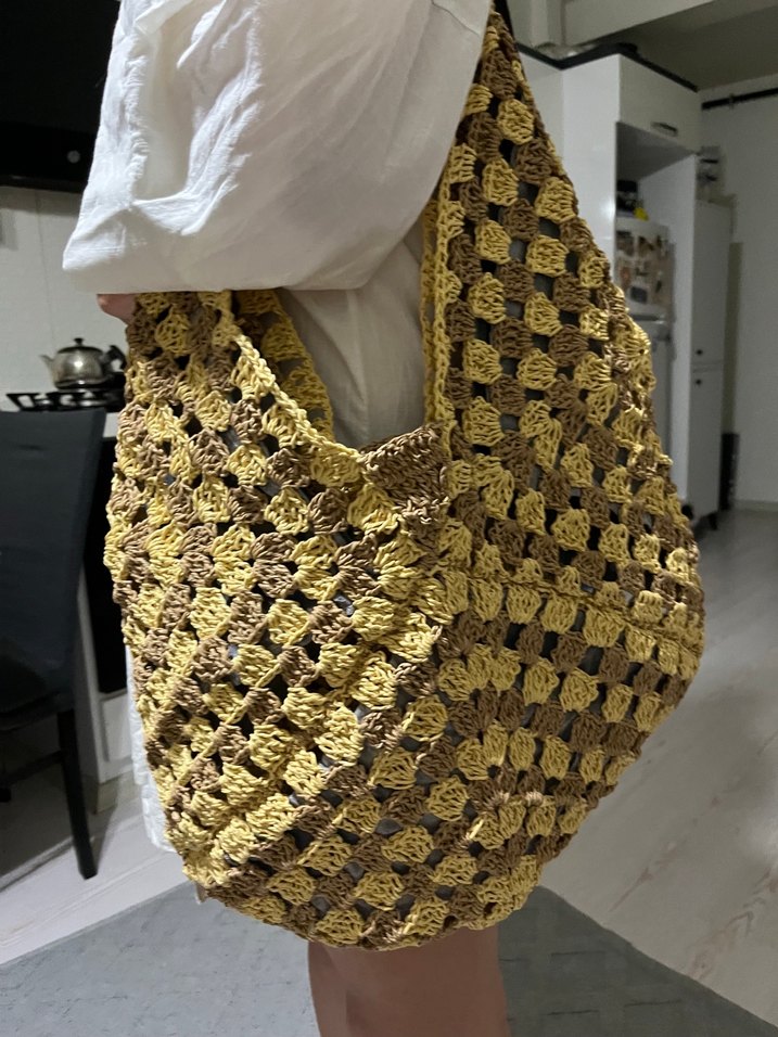 Kadın örgü plaj çantası - Görsel 2