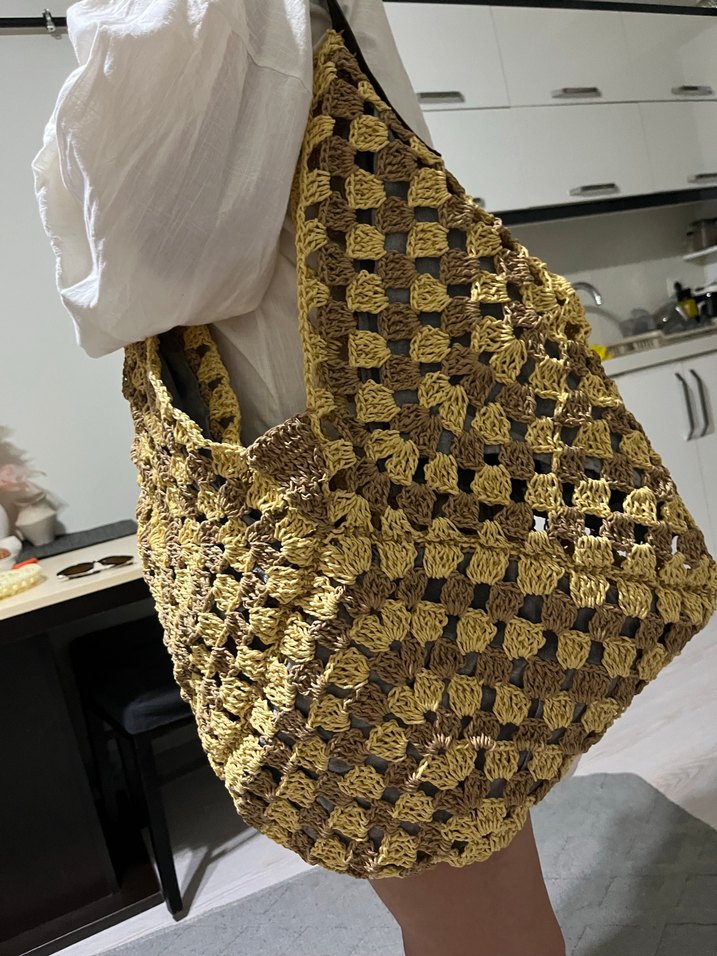 Kadın örgü plaj çantası - Görsel 3