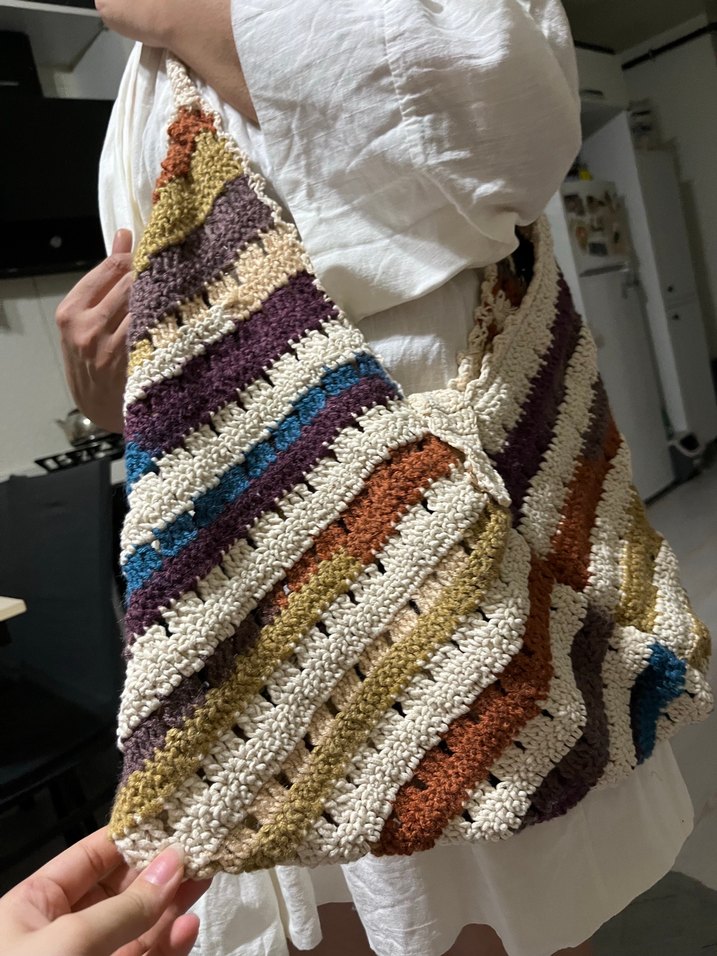 Renkli Örgü Bohem Kadın Çantası - Görsel 2