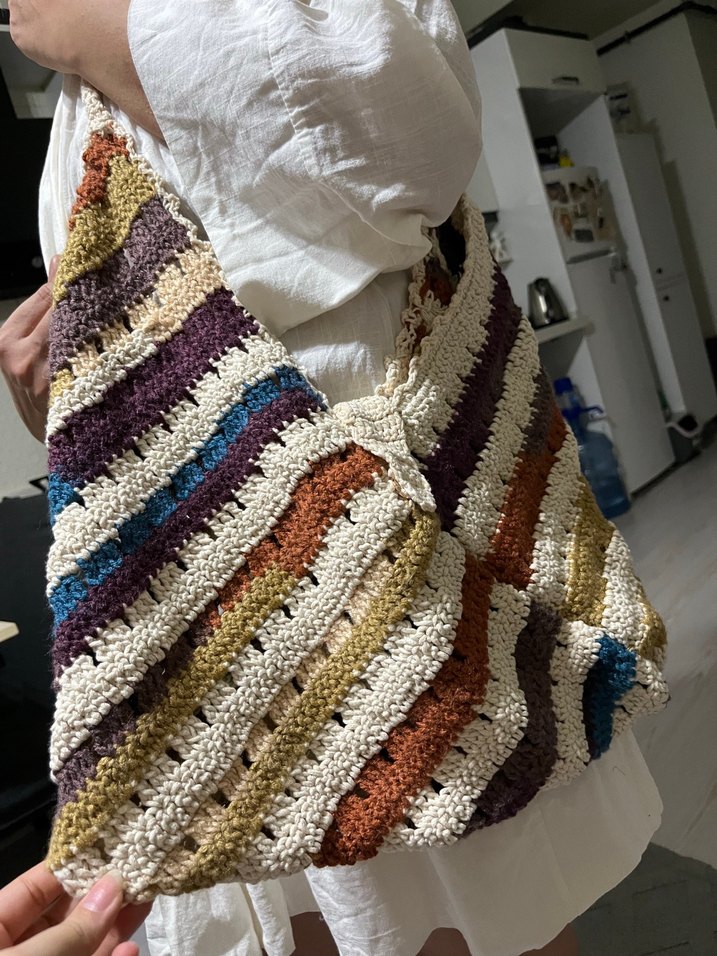 Renkli Örgü Bohem Kadın Çantası - Görsel 3