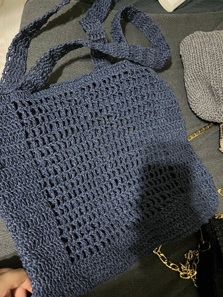 Lacivert Örgü Kadın Plaj Çanta - Görsel 3