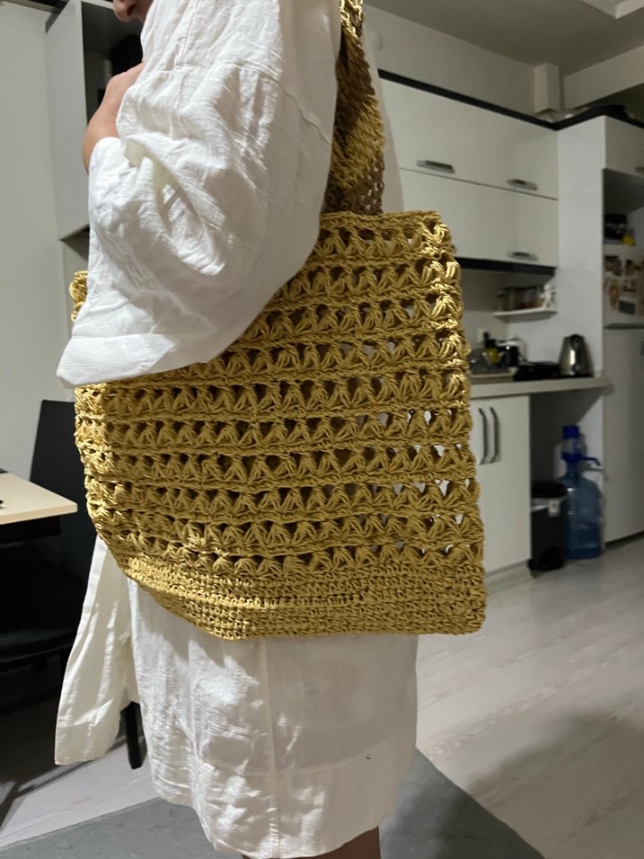 Kadın örgü plaj çantası - Görsel 2