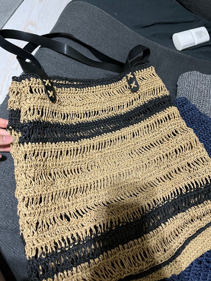 Hasır Örgü Bohem Kadın Çanta Kahverengi - Görsel 3