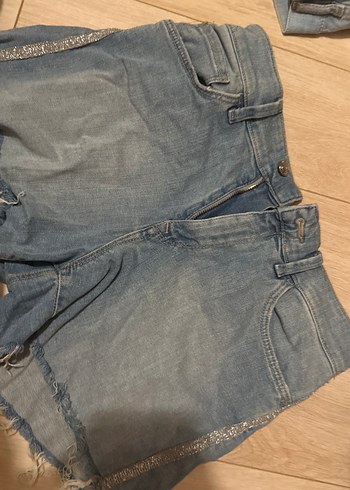 Kadın Gri Kot Şort Mini Bol Kesim - Görsel 4