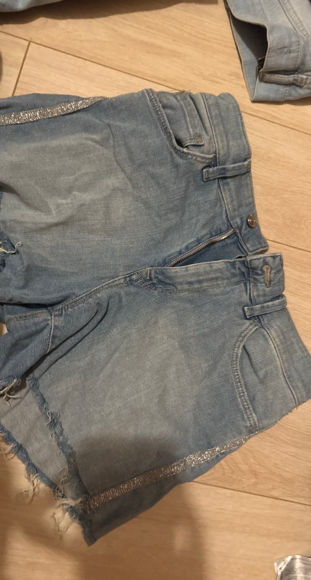 Kadın Gri Kot Şort Mini Bol Kesim - Görsel 4