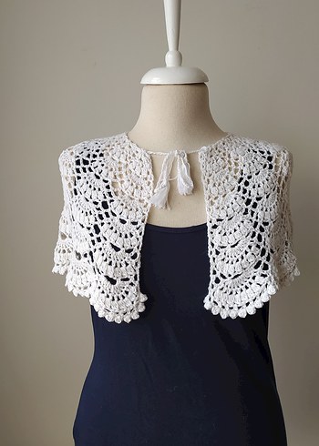 Kızlar için Beyaz Dantel Bohem Bolero - Görsel 5