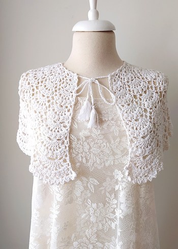 Kızlar için Beyaz Dantel Bohem Bolero - Görsel 2