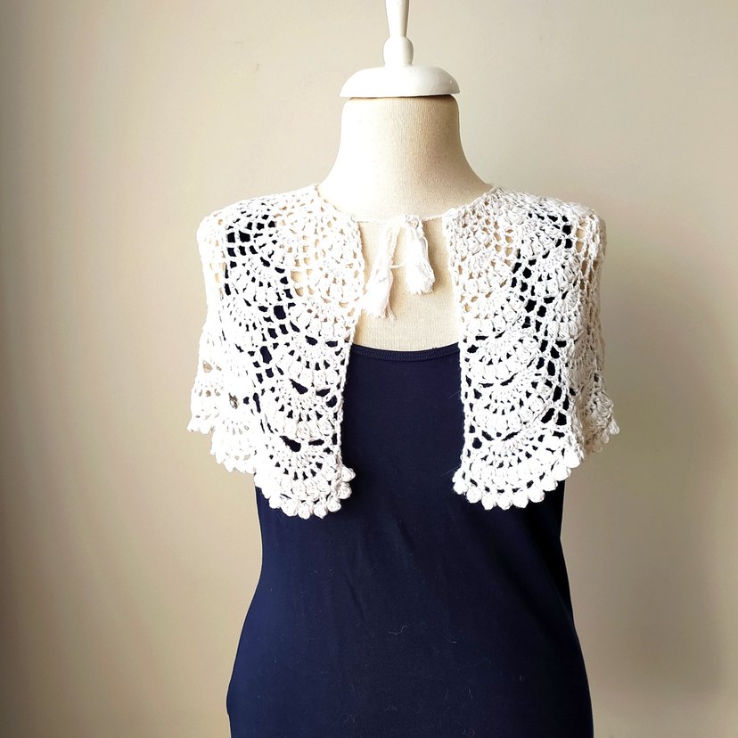 Kızlar için Beyaz Dantel Bohem Bolero - Görsel 4