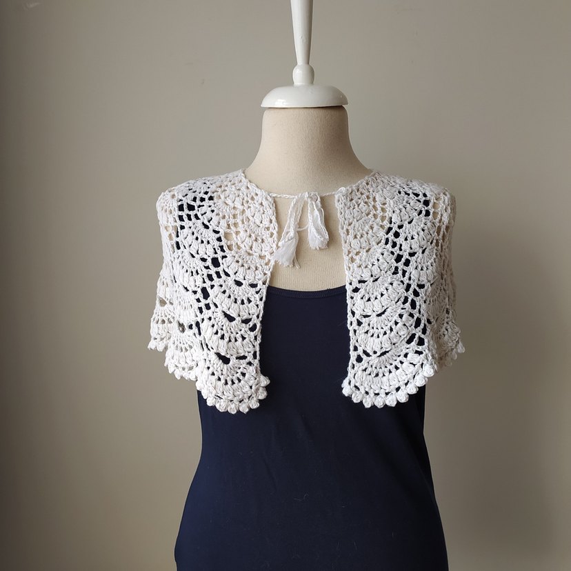Kızlar için Beyaz Dantel Bohem Bolero - Görsel 5