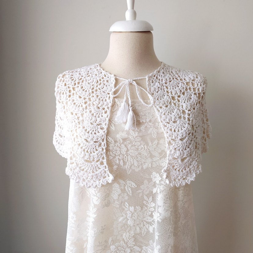 Kızlar için Beyaz Dantel Bohem Bolero - Görsel 2
