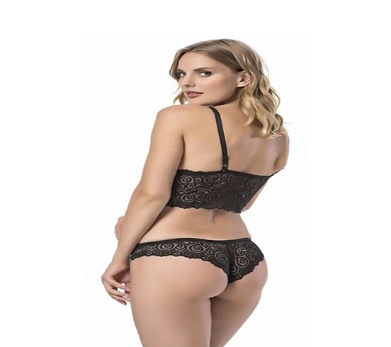 m Beden Siyah Uzun Desteksiz Bralet Takım 85B