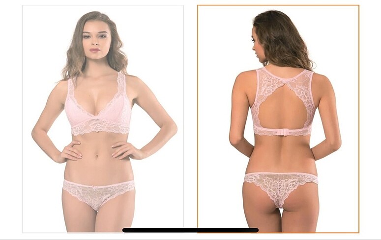 m Beden ten rengi Renk Candy Sırt Dekolteli Desteksiz Bralet Takım 80B