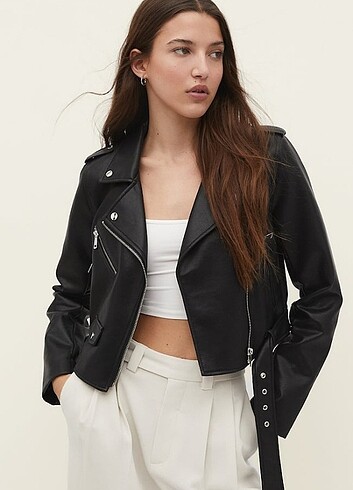 Stradivarius biker deri ceket