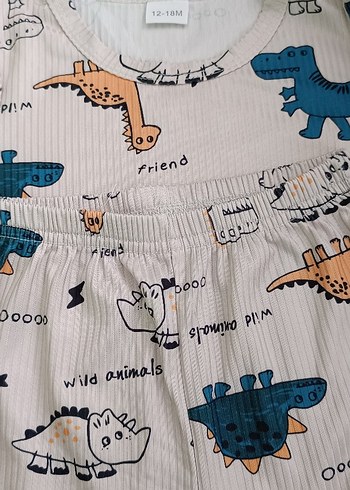 Erkek Bebek Kısa Kollu Desenli Pijama
