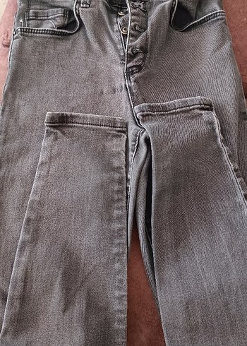 Kadın Gri Düğmeli LCW Denim Pantolon