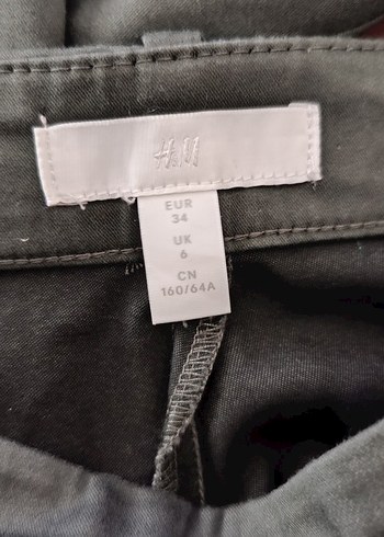 34 Beden Gri Düğmeli Kadın Kumaş Pantolon