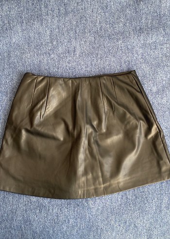 Siyah  Deri Kemerli Mini Etek - Görsel 2