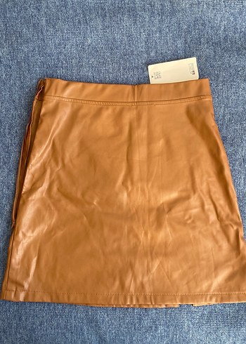 Kahverengi Deri Mini Etek Kemerli - Görsel 2