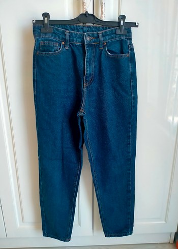 Kadın Lacivert Bol Kesim Midi Boy Denim Jean