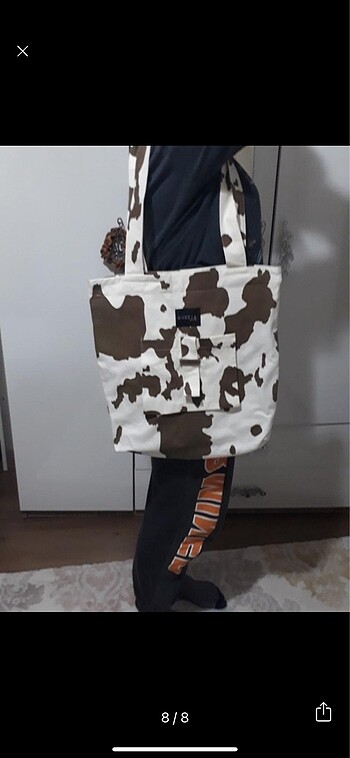 İnek desenli Bez çanta - Görsel 5