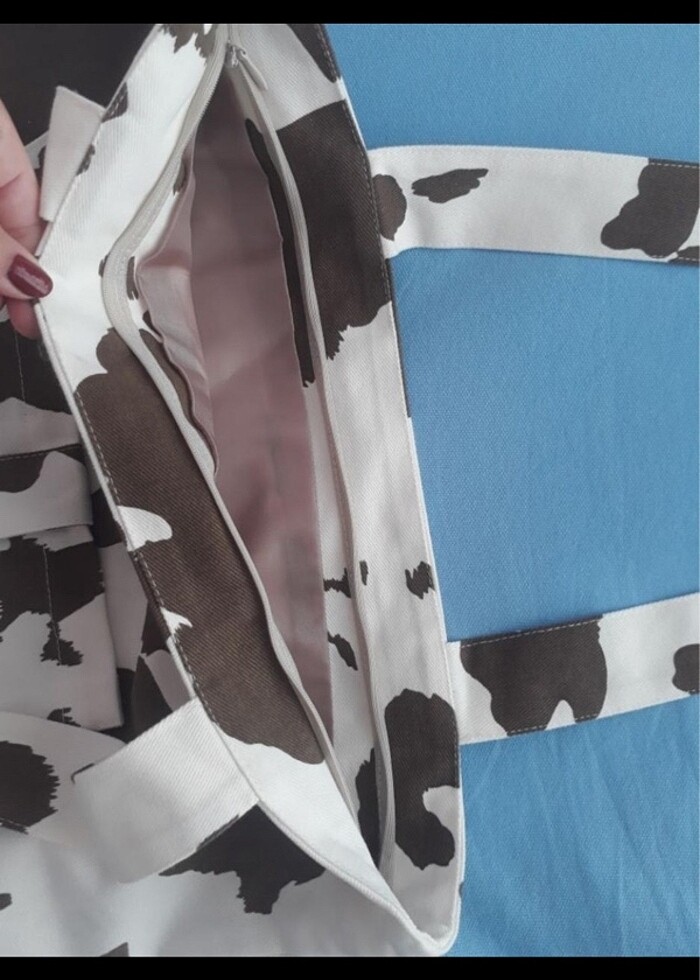 İnek desenli Bez çanta - Görsel 3