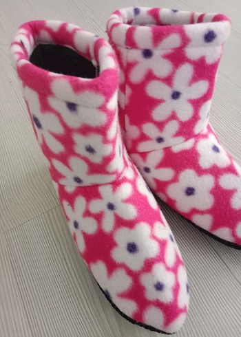 Çiçek Desenli Kız Çocuk Sıcak ev içi panduf - Görsel 2