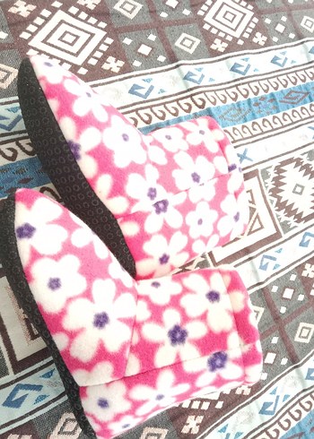 Çiçek Desenli Kız Çocuk Sıcak ev içi panduf - Görsel 6