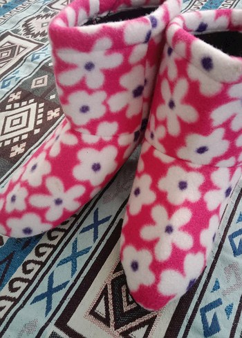 Çiçek Desenli Kız Çocuk Sıcak ev içi panduf - Görsel 4