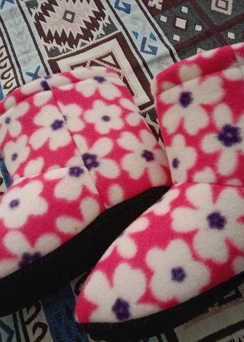 Çiçek Desenli Kız Çocuk Sıcak ev içi panduf - Görsel 5