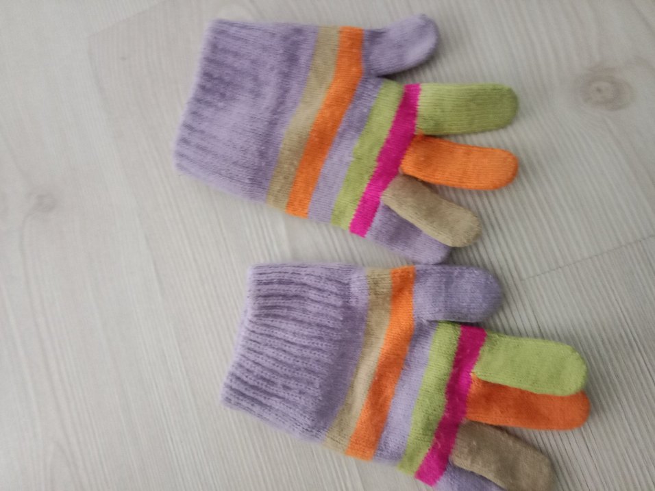 Renkli Çocuk Eldivenleri, Örgü, Bağlama Desenli - Görsel 4