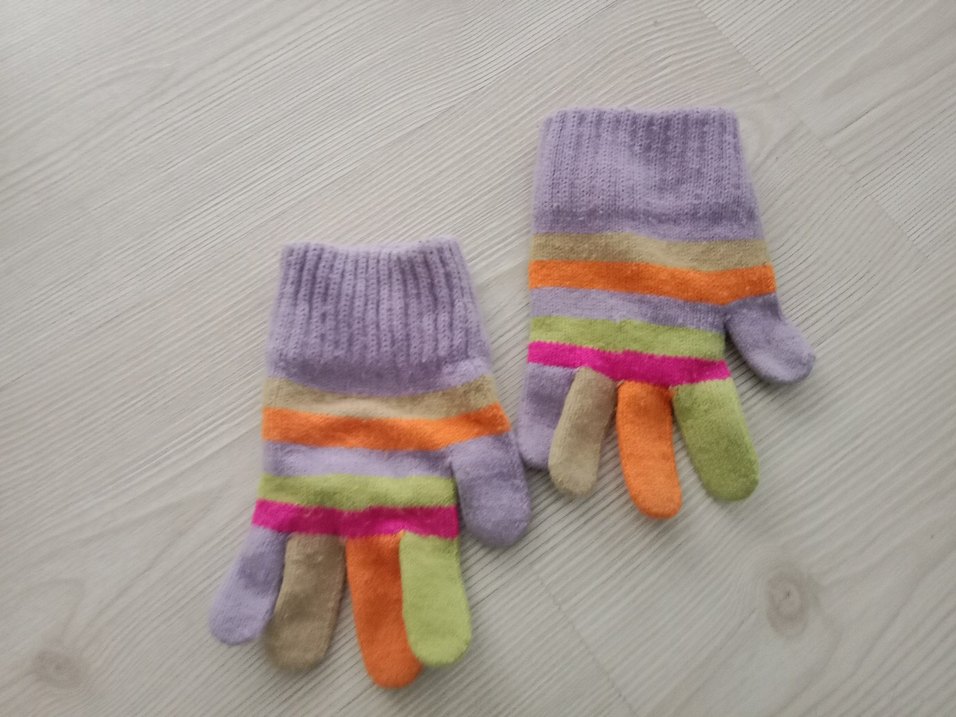 Renkli Çocuk Eldivenleri, Örgü, Bağlama Desenli - Görsel 2