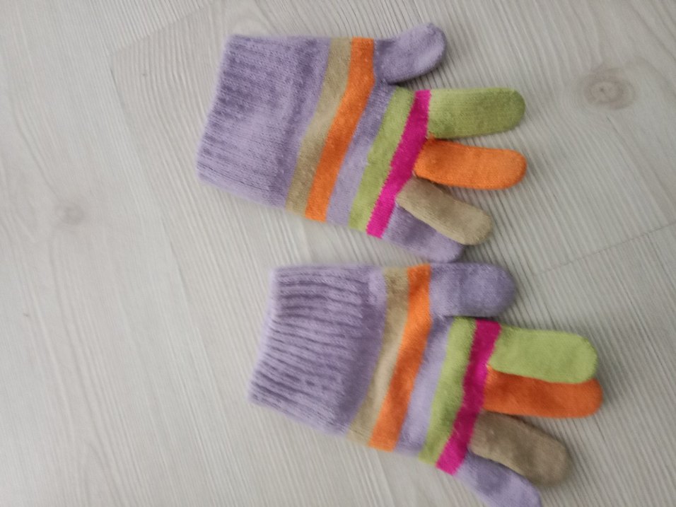 Renkli Çocuk Eldivenleri, Örgü, Bağlama Desenli - Görsel 3