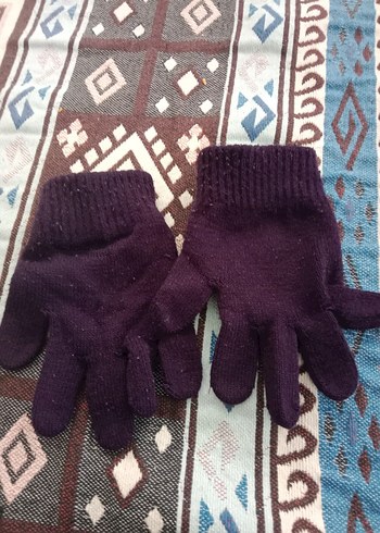 Mor Erkek Çocuk Örme Eldiven - Görsel 2