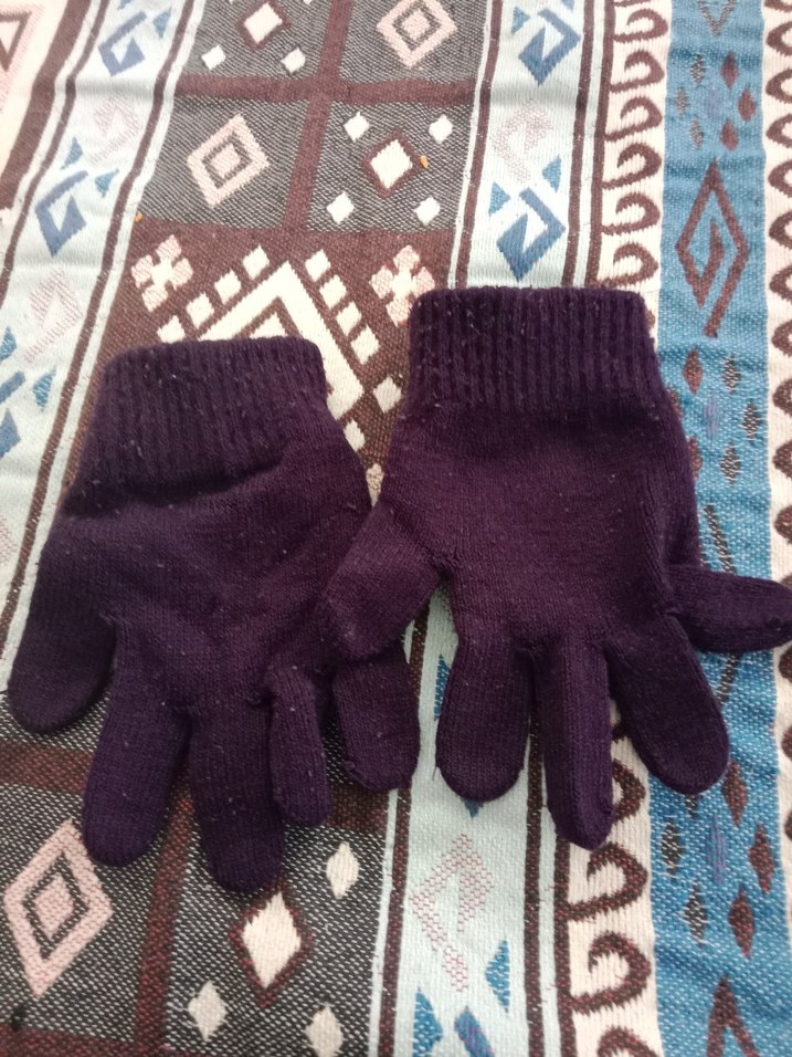 Mor Erkek Çocuk Örme Eldiven - Görsel 2