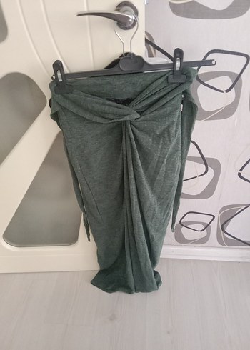 Kadın haki Keten Drapeli Bohem etek