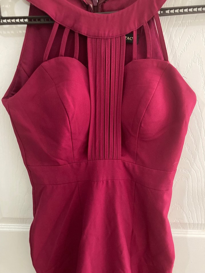 Mürdüm Uzun Drapeli Abiye Elbise - Görsel 2