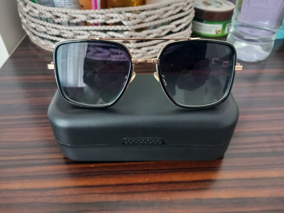 Parlak Altın Tokalı Modern Klasik erkek Gözlüğü - Görsel 4