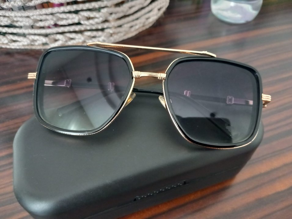 Parlak Altın Tokalı Modern Klasik erkek Gözlüğü - Görsel 2