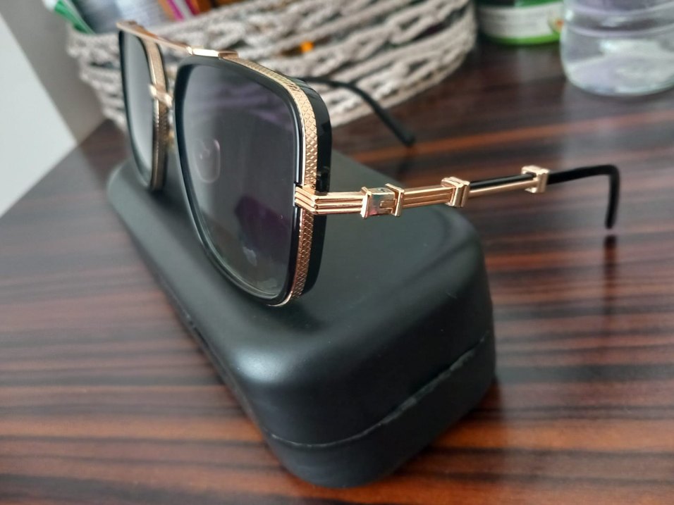 Parlak Altın Tokalı Modern Klasik erkek Gözlüğü - Görsel 3