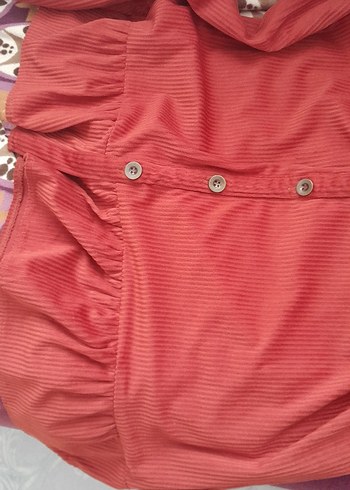 turuncu Süet Uzun Kollu Uzun Boy Elbise - Görsel 5