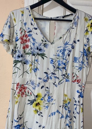 Bohem V Yaka Midi Çiçekli Elbise - Görsel 6