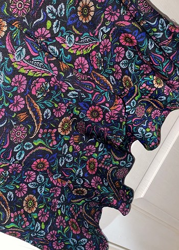 Kemerli Yarım Kol Eteği Volanlı Örme Krep Elbise - Görsel 7