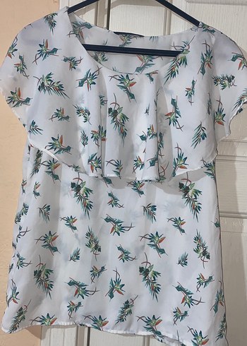 Beyaz Mini Bohem Renkli Desenli Bluz - Görsel 4