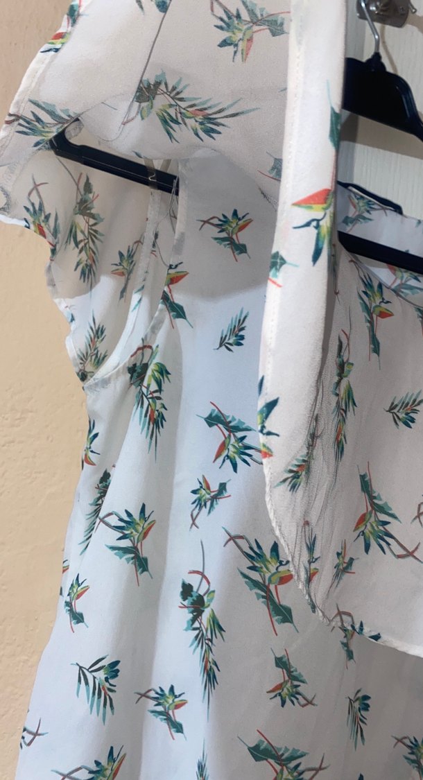 Beyaz Mini Bohem Renkli Desenli Bluz - Görsel 2