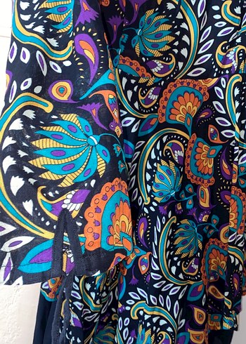 Etnik Çok Renkli Uzun Salaş Elbise - Görsel 6