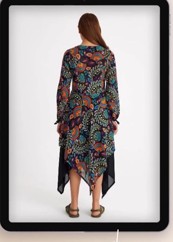 Etnik Çok Renkli Uzun Salaş Elbise - Görsel 3